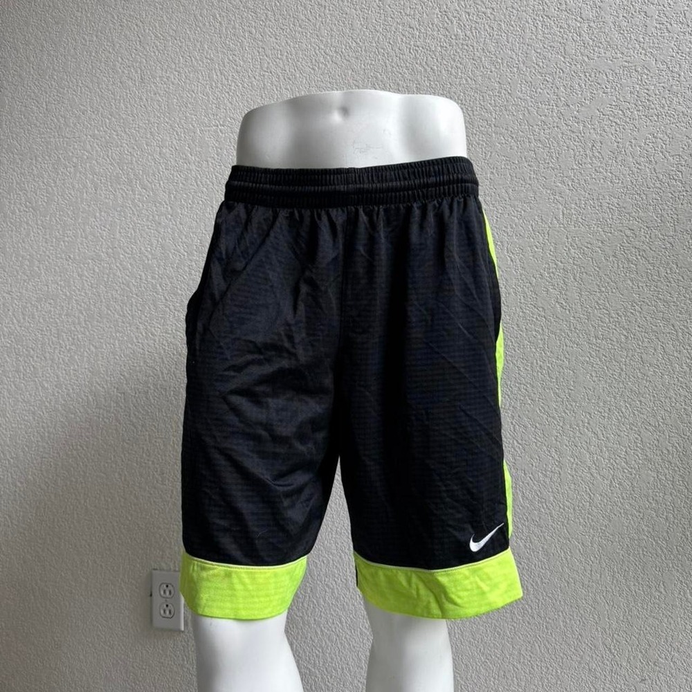 Nike black and fluorescent green baggy shorts